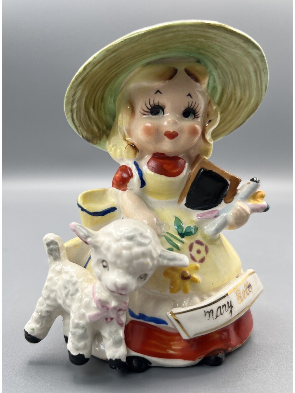 Vtg Artmark Japan Mary Had a Little Lamb Nursery Rhyme Figurine Table Bell